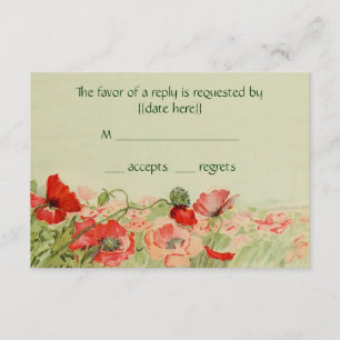 Resposta RSVP de casamentos vintage, Flores de Pap