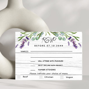 resposta RSVP do menu de casamento de madeira bran