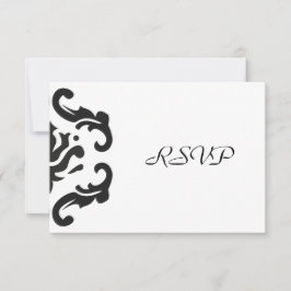 Resposta RSVP em Damask Preto e Branco Elegante