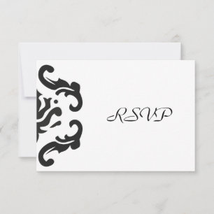 Resposta RSVP em Damask Preto e Branco Elegante