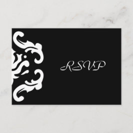 Resposta RSVP em Estilo Damask Preto e Branco