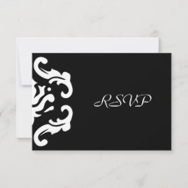 Resposta RSVP em Estilo Preto e Branco Damask