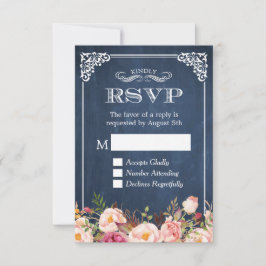 Resposta RSVP Floral Rosa-Rosa-Chalkboard Russo Az