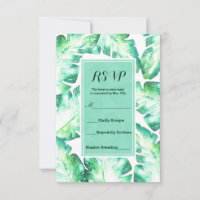 Resposta RSVP Folhas Tropicais Brancas e Verdes de