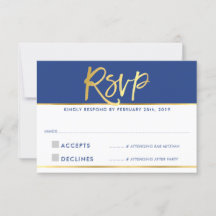 RESPOSTA RSVP glamour moderno azul real com folha 