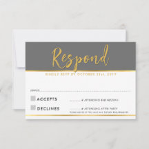 RESPOSTA RSVP moderno simples cinza dourado