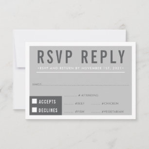 RESPOSTA RSVP RESPOSTA cinzas minimalistas de bloc