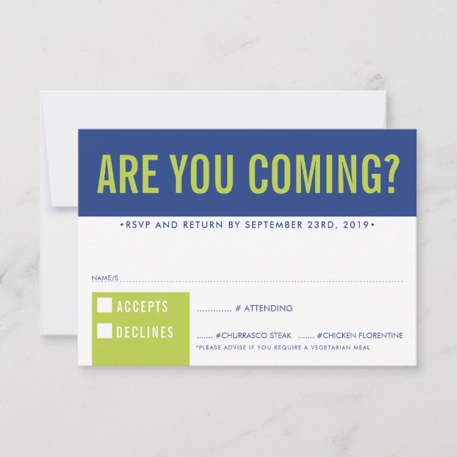 RESPOSTA RSVP RESPOSTA diversão de bloco ousado li (Frente)