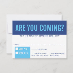 RESPOSTA RSVP RESPOSTA diversão em bloco real azul