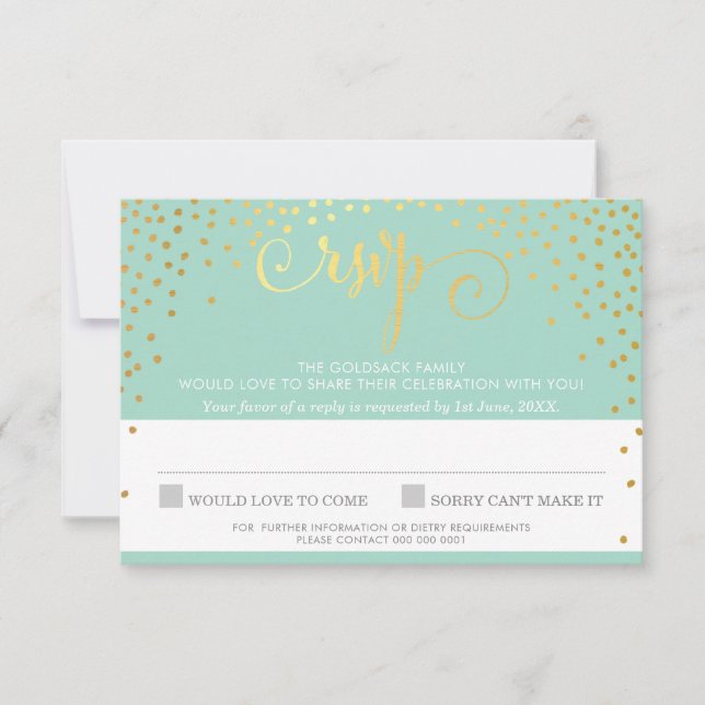 RESPOSTA RSVP resposta dourado rústico mini confet (Frente)