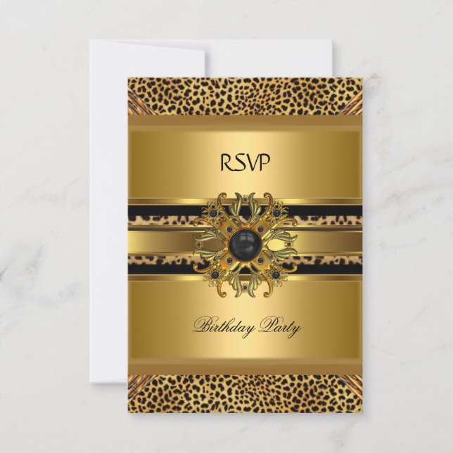 Resposta RSVP Resposta Elegante Leopard Dourado Pr (Frente)