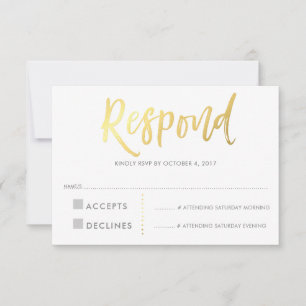 RESPOSTA RSVP RESPOSTA Faux tipo cinza dourado