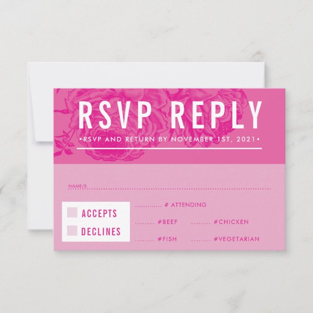 RESPOSTA RSVP RESPOSTA moderna elegante rosa flora (Frente)