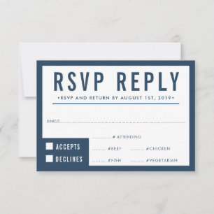 RESPOSTA RSVP RESPOSTA simples bloco moderno azul