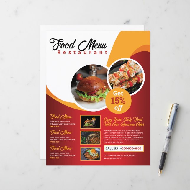 Restaurant Flyer / Food Menu Flyer (Frente/Verso In Situ)