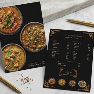 Restaurante Indiano Elegante Menu Plano Borda Dour