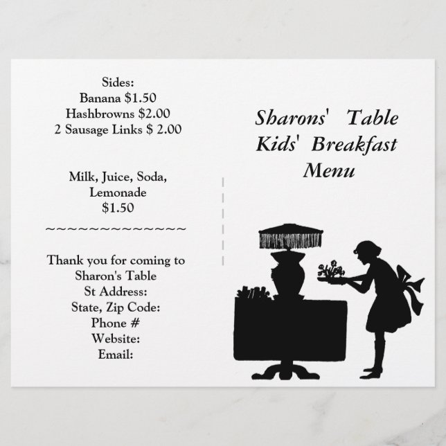 Restaurantes, Kids Breakfast Menu Personalizar (Frente)