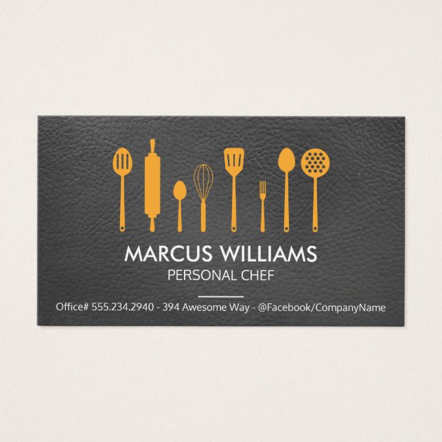 Restaurantes utensílios | Chefe Executivo | Couro (Frente)