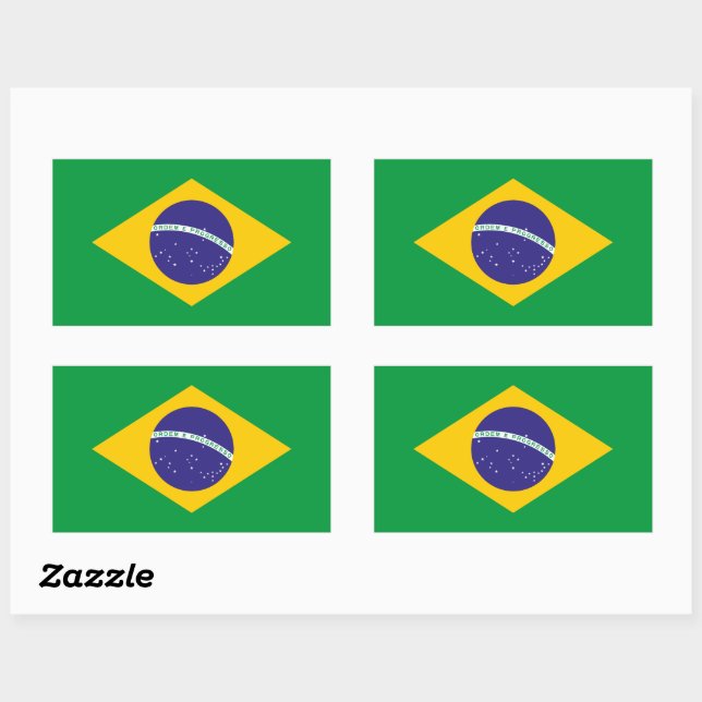 Retangular Adesivo Clássico da Bandeira Brasileira Desenho Ou (Folha)