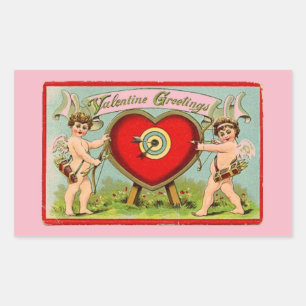 Retangular Adesivo CUPIDO DE XÍCARA VINTAGE PERSONALIZÁVEL