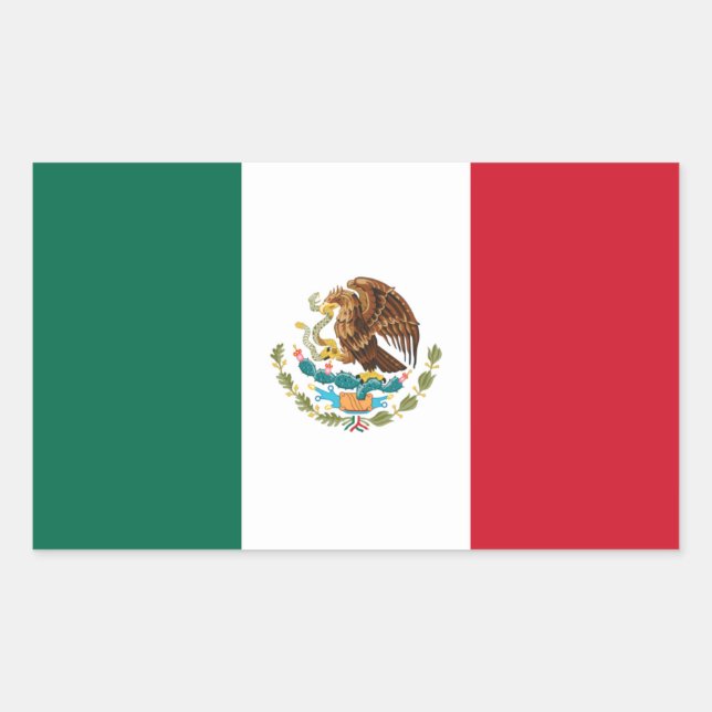 Retangular Adesivo da Bandeira do México (Frente)