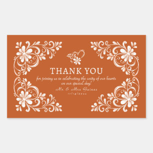 Retangular Adesivo de casamento Agradecimento Shabby Chic Lar