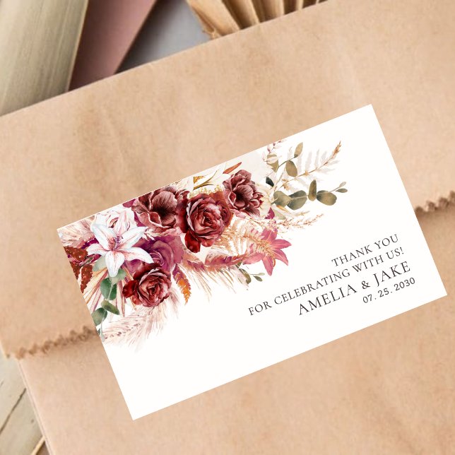 Retangular Adesivo de Casamento Boho Chic – Floral Bege Borgo (Criador carregado)