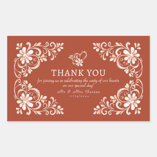 Retangular Adesivo de casamento Sunset Rust Shabby Chic Obrig