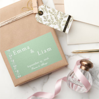 Retangular Adesivo de Casamento Verde Pistácio Elegante Perso