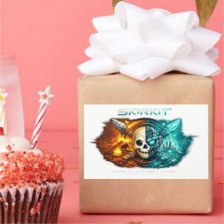 Retangular Adesivo de Caveira Cibernética Antiga vs. Futura |