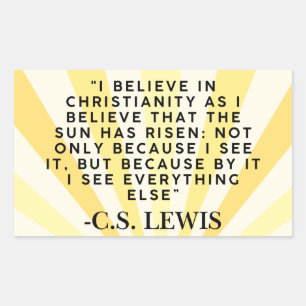 Retangular adesivo de citação de C.S. Lewis - Cristianismo
