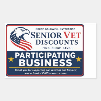 Retangular Adesivo de comerciante SeniorVetDiscounts