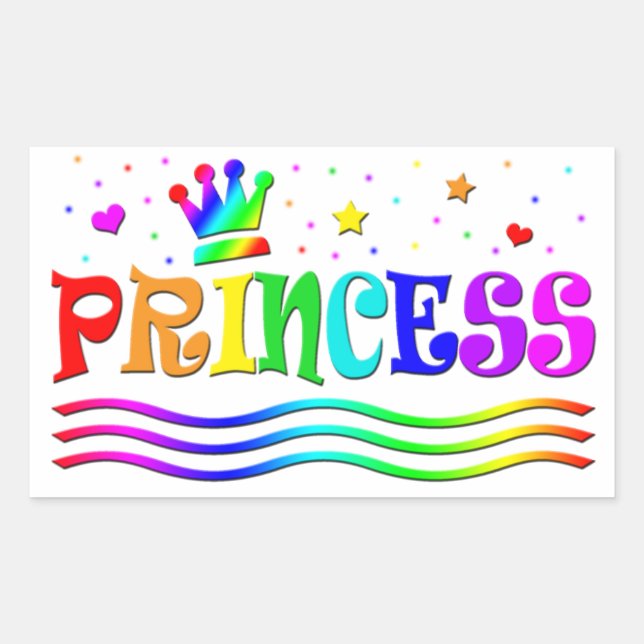 Retangular Adesivo de desenho animado fofo Coroa de princesa  (Frente)