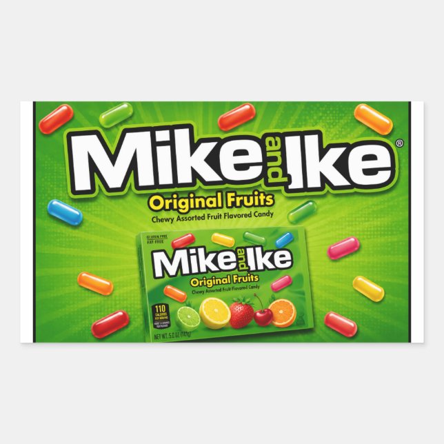 Retangular Adesivo de Doces Mike & Ike (Frente)