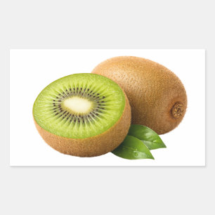 Retangular Adesivo de Fatia de Kiwi Fresco e Fruta Inteira
