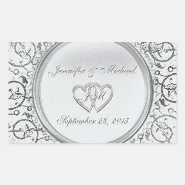 Retangular Adesivo de folha prateada personalizável (Frente)