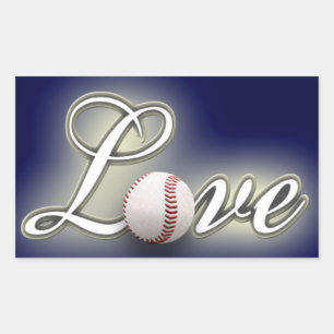Retangular Adesivo de Foto de Beisebol Amor