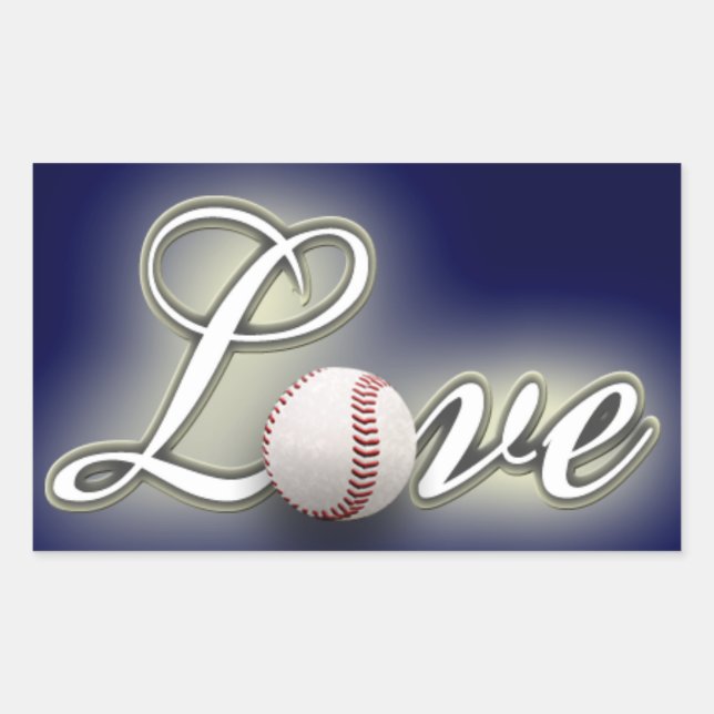Retangular Adesivo de Foto de Beisebol Amor (Frente)