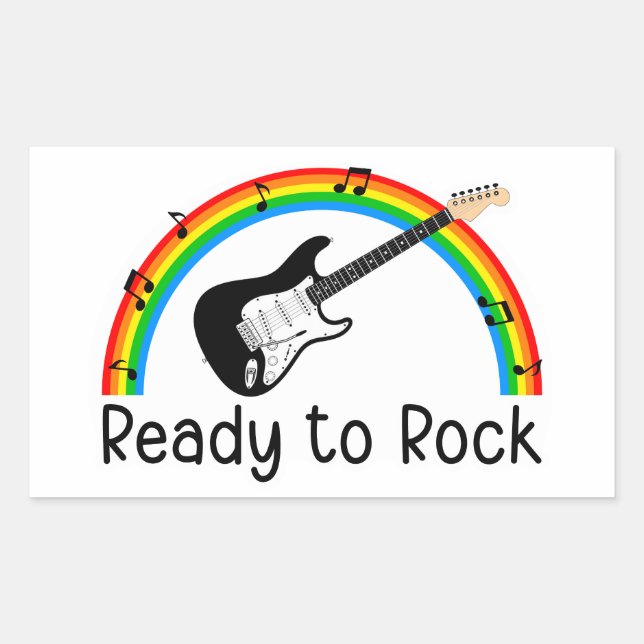 Retangular Adesivo de Guitarra Elétrica Pronta para Rockear (Frente)