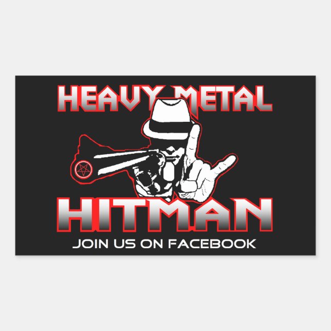 Retangular Adesivo de Hitman de Metal Pesado (Frente)