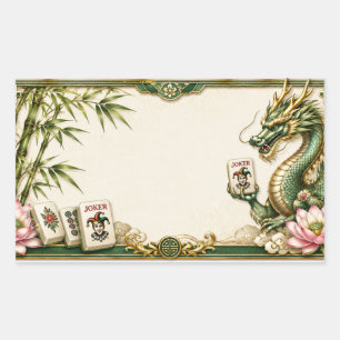 Retangular Adesivo de Nome de Mahjong