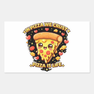 Retangular Adesivo de Pizza Kawaii Fofa – Na Pizza Nós Crust
