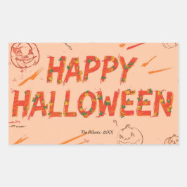 Retangular Adesivo de presente de Halloween, Halloween modern