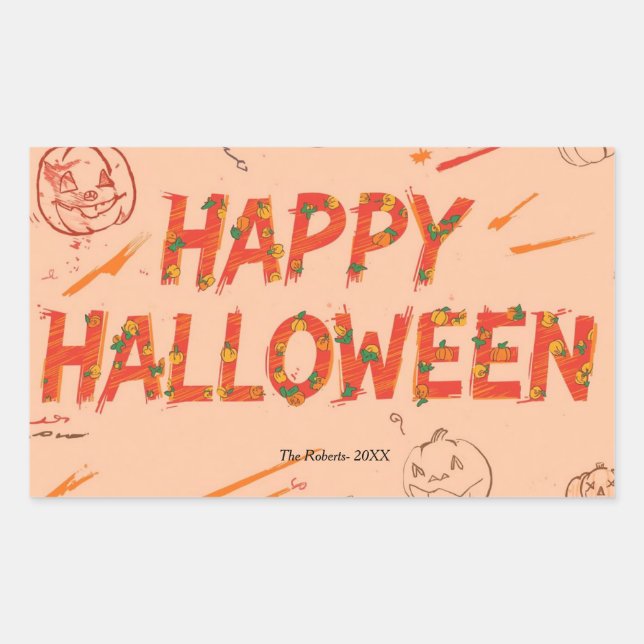 Retangular Adesivo de presente de Halloween, Halloween modern (Frente)