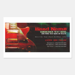 Retangular Adesivo de Promoção da Banda de Música Grunge Red