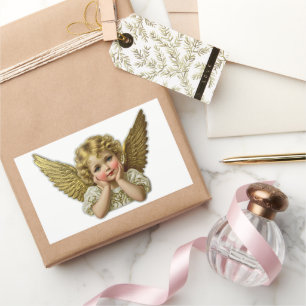 Retangular Adesivo de recorte - Anjo vintage com as mãos na c