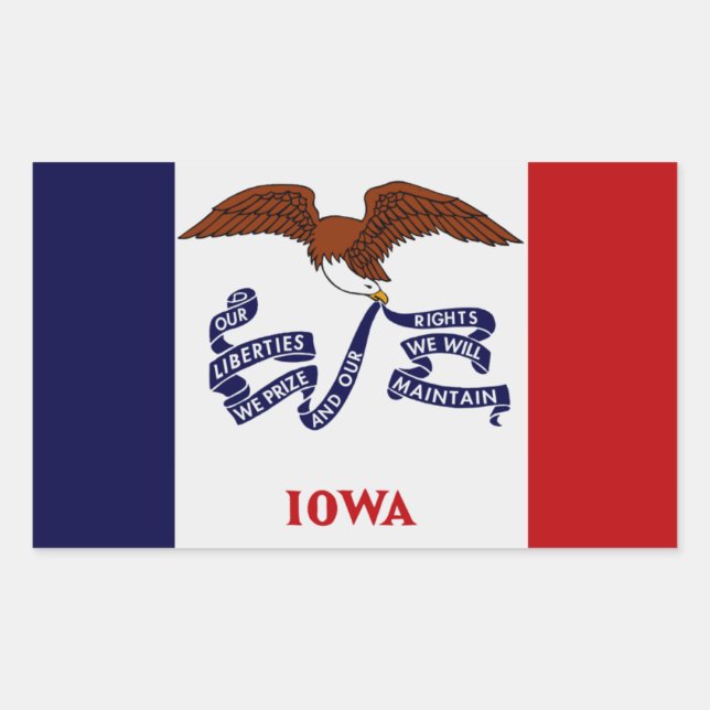 Retangular Adesivo de Sinalizador do Estado de Iowa (Frente)