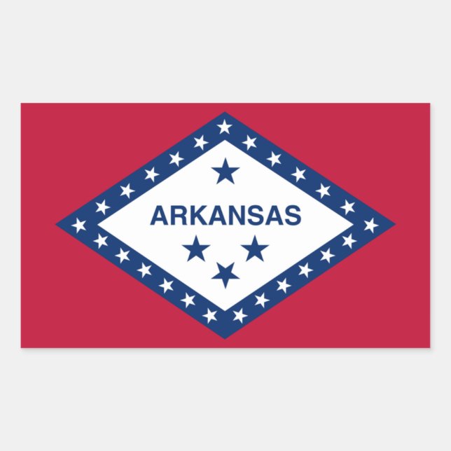 Retangular Adesivo de Sinalizador do Estado do Arkansas (Frente)