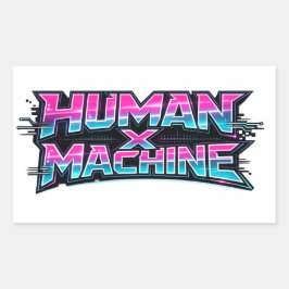 Retangular Adesivo de Tecnologia Futurista Humano × Máquina