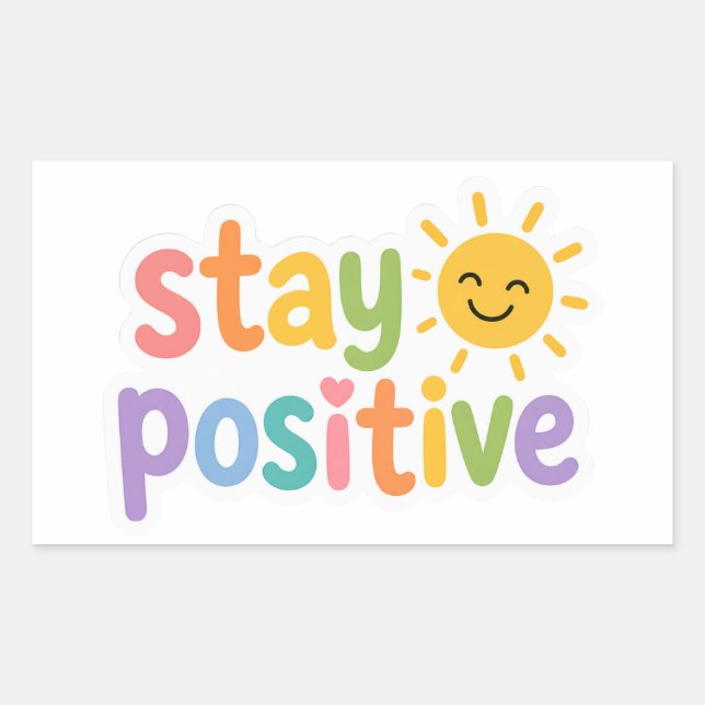 Retangular Adesivo de texto colorido e positivo (Frente)